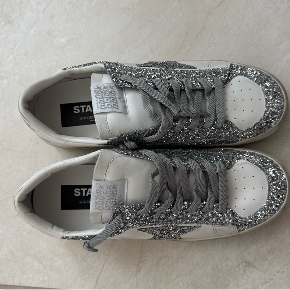 Golden Goose sneakers leather/glitter, size 40 white/silver - Picture 1 of 8